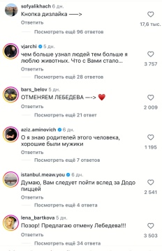 Комментарии к видео Артемия Лебедеваоправдывающего жестокость к собаке Додобони